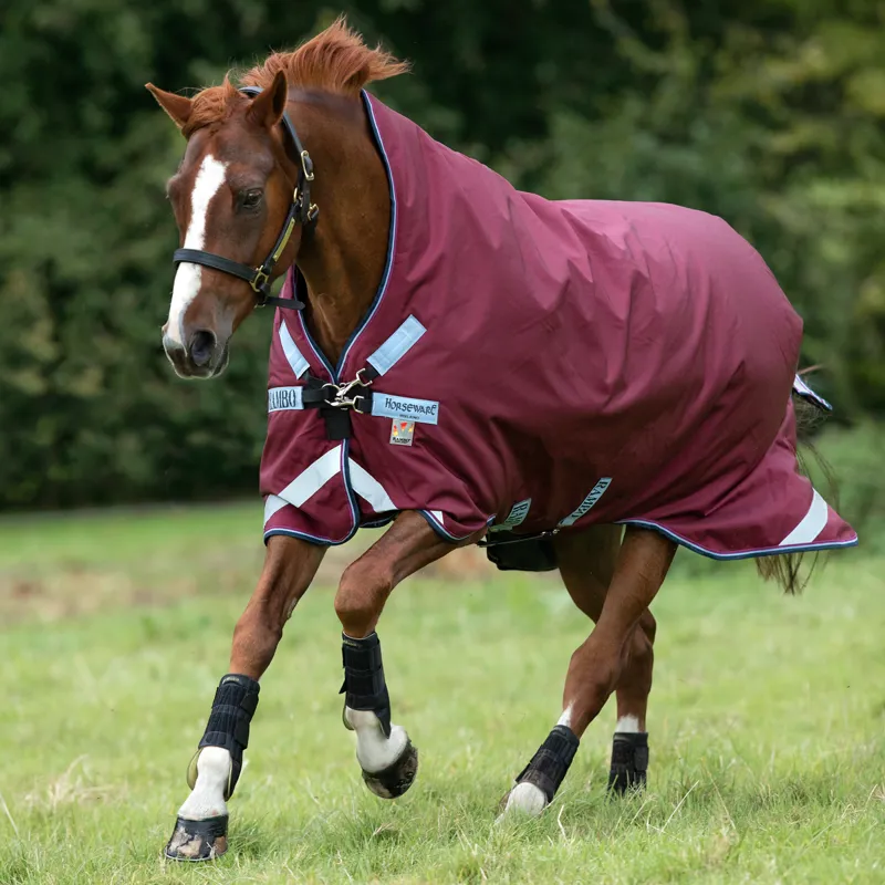 Rambo Wug 50g Lite High Neck Turnout Rug - Burgundy/Dusty Blue/Navy