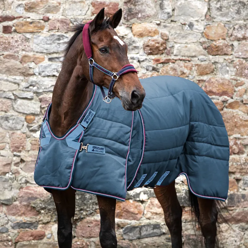 Rambo Optimo 200g Medium Stable Rug - Navy/Burgundy/Teal-2