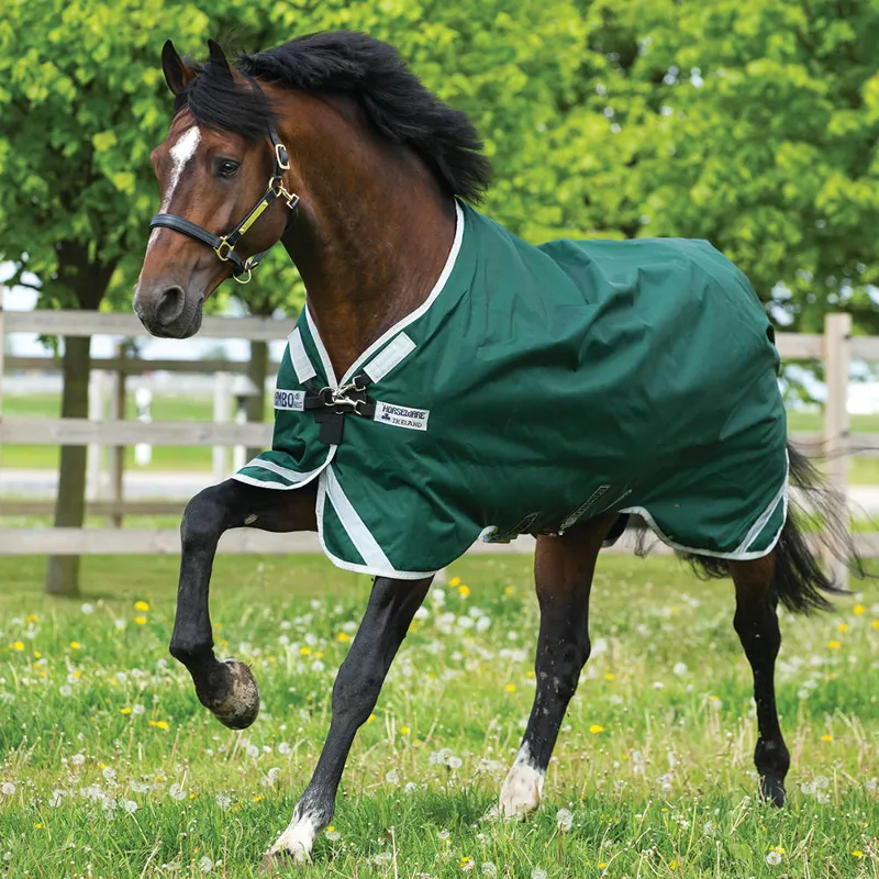 Rambo Original Lite 0g Turnout Rug with Leg Arches - Green - 7ft3-1