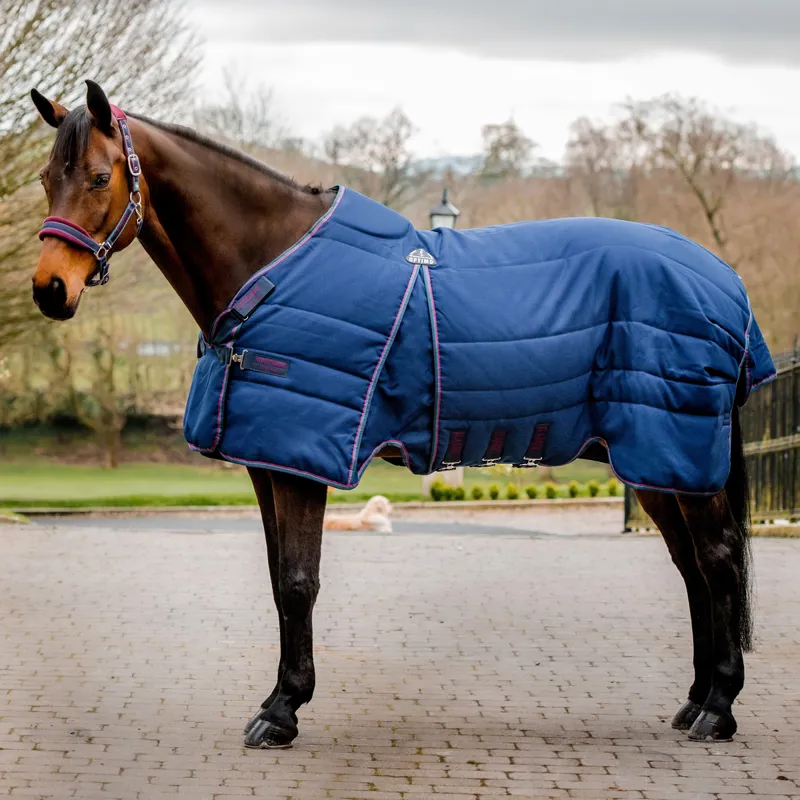 Rambo Optimo 200g Medium Stable Rug - Navy/Burgundy/Teal