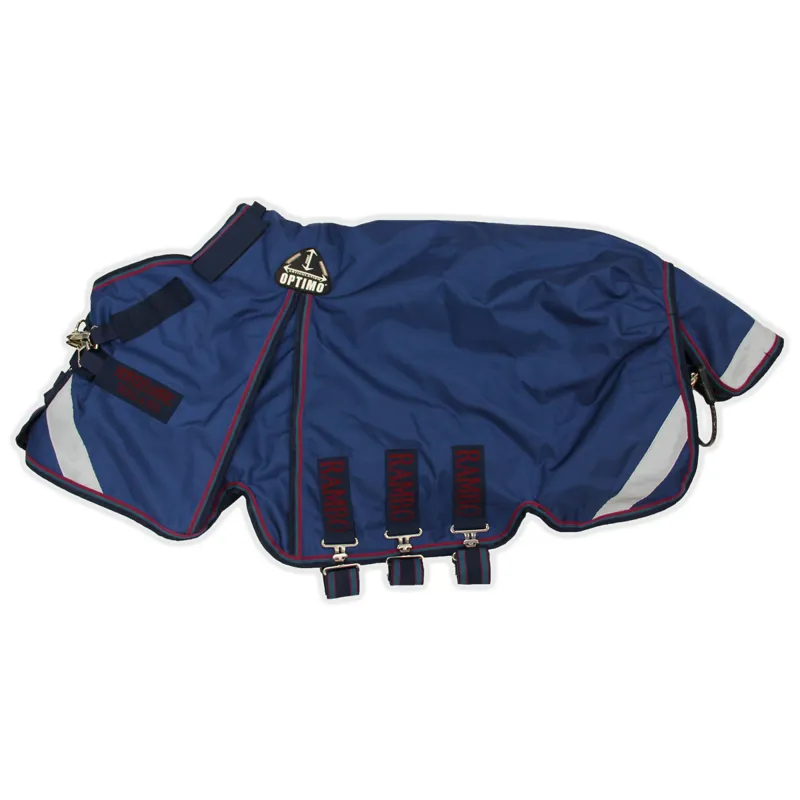 Rambo Optimo 0g Standard Neck Turnout Rug - Navy/Burgundy/Teal/Navy-1