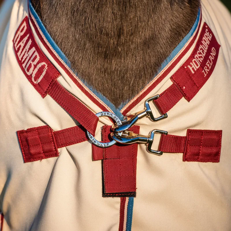 Rambo Petite Hoody Sweet Itch Fly Rug - Sand/Cherry/Peach/Blue-3