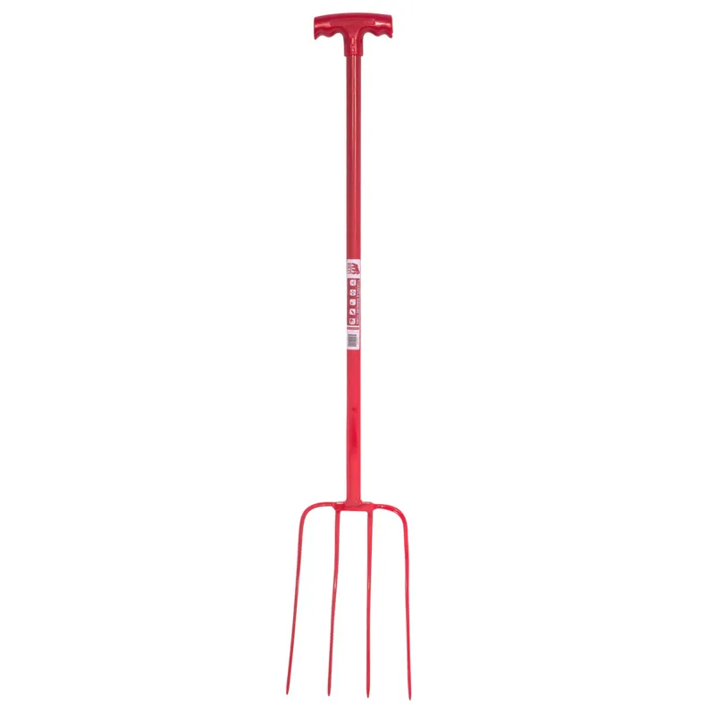 Red Gorilla 4-Prong Manure Fork With T-Handle - Red