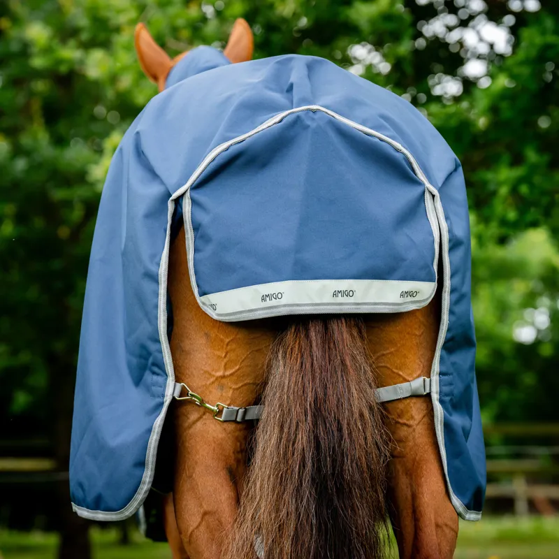 Amigo 1200D 250g Standard Neck Turnout Rug - Navy/Titanium-1