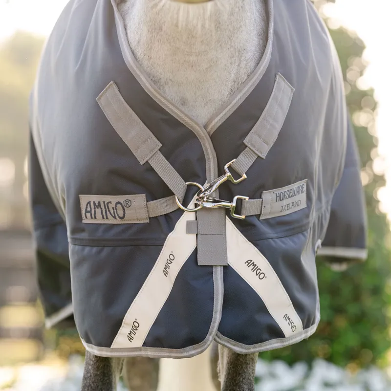 Amigo Pony 1200D Plus 50g Turnout Rug - Navy/Titanium/Silver-1