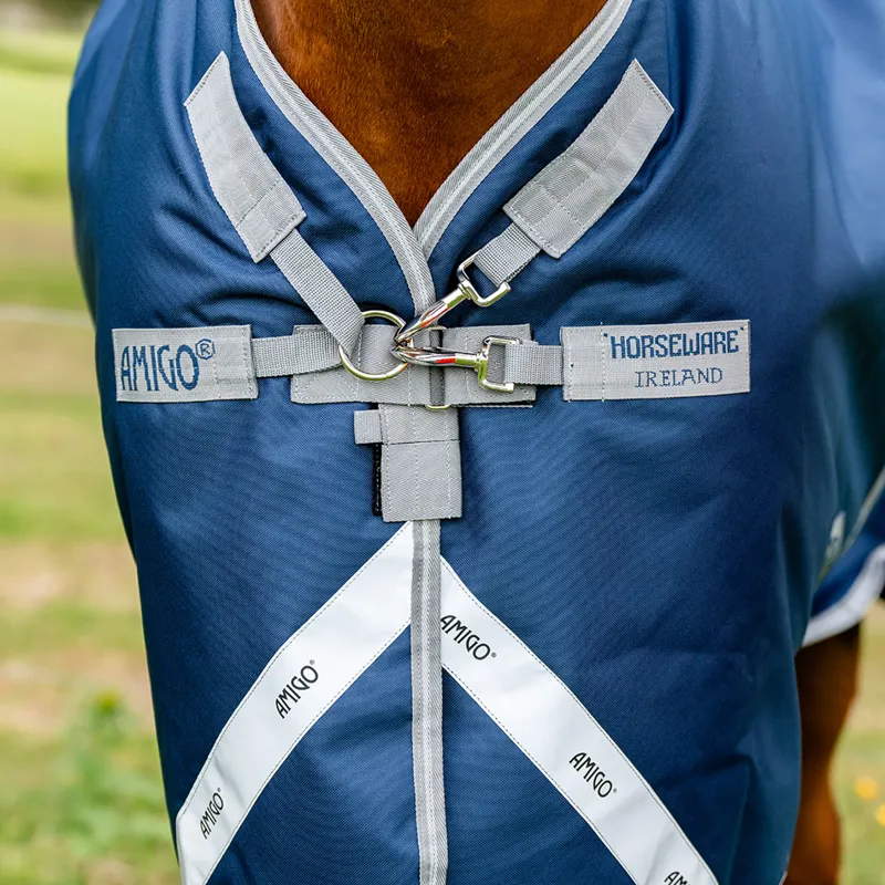 Amigo Bravo 1200D Plus 400g Turnout Rug - Navy/Titanium/Silver-2