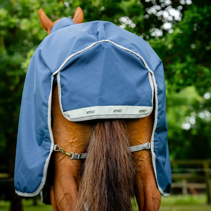 Amigo Bravo 1200D Plus 400g Turnout Rug - Navy/Titanium/Silver-3