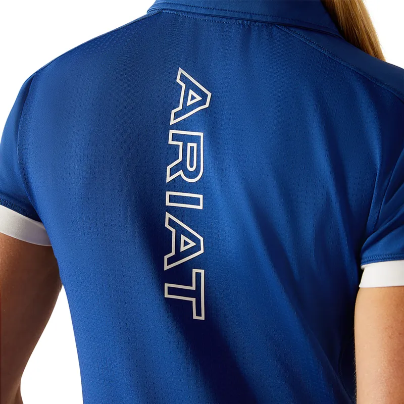 Ariat Bandera 1/4 Zip Ladies Polo Shirt - Sodalite Blue-3
