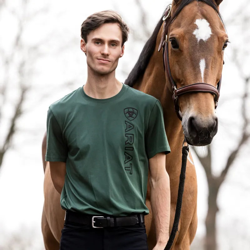 Ariat Vertical Logo Mens Tee - Monstera