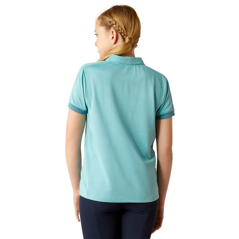 Ariat Bandera 1/4 Zip Junior Polo Shirt - Aqua-1