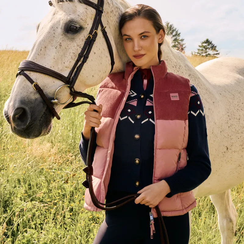 BOSS Equestrian Viola Cord Womens Puffer Vest Gilet - Rose Haze-1