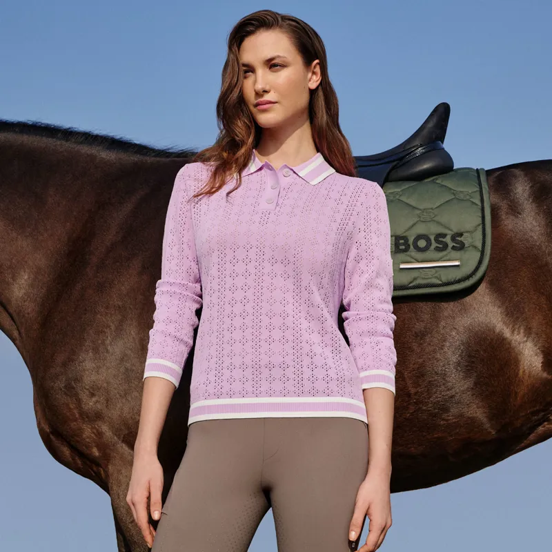 BOSS Equestrian Pam Womens Long Sleeve Polo Shirt - Orchid 
