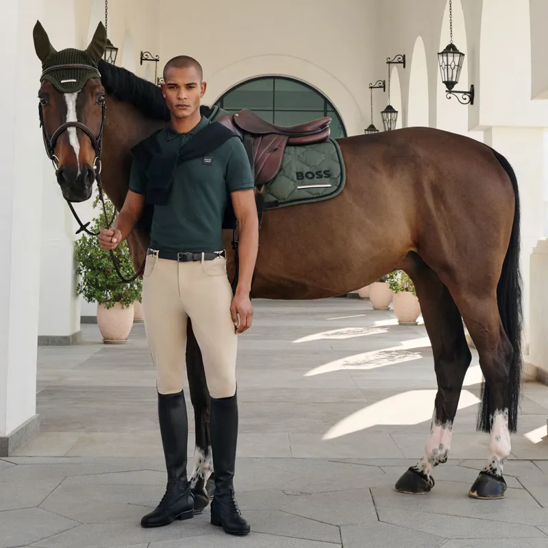 BOSS Equestrian Paul Mens Patch Polo Shirt - Pine Grove -3