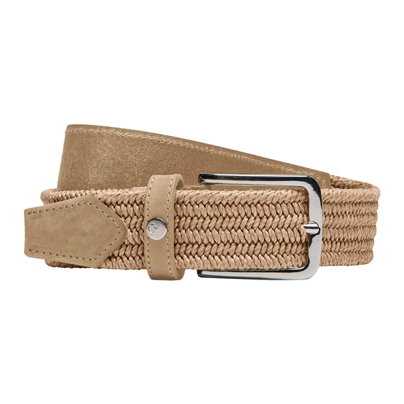 Cavalleria Toscana Embroidered Leather Womens Elastic Belt - Brush