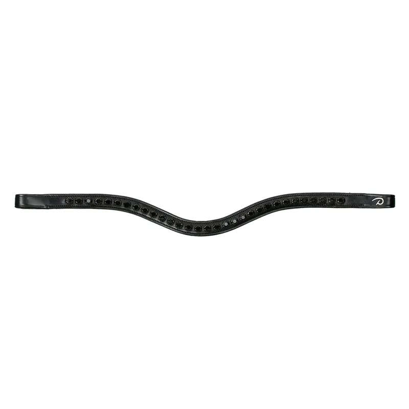 Dy'on New English Swarovski V-Shape Browband - Black/Black