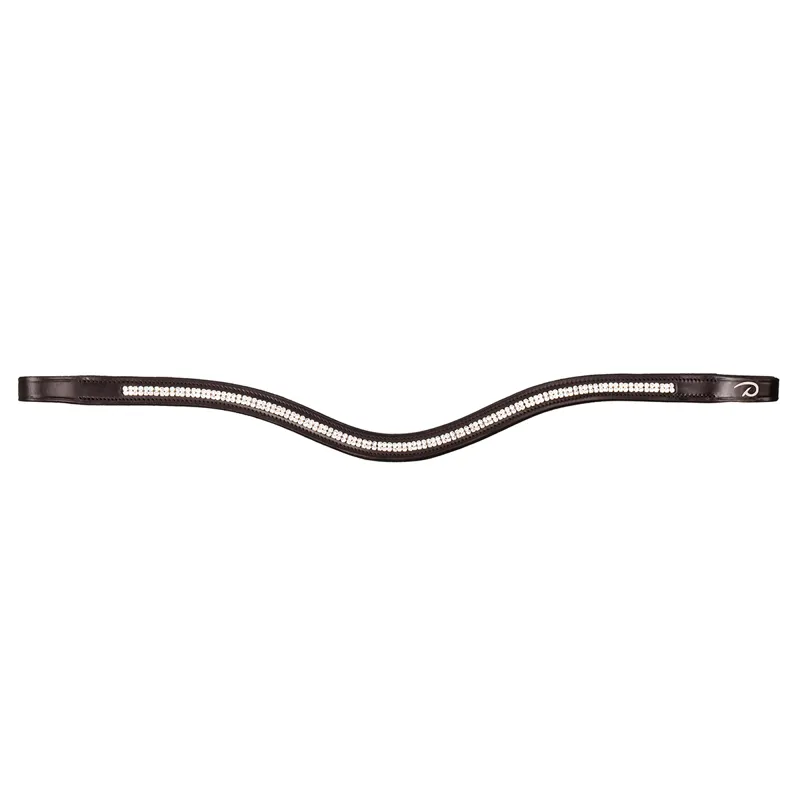 Dy'on New English Double Swarovski V-Shape Browband - Brown/White