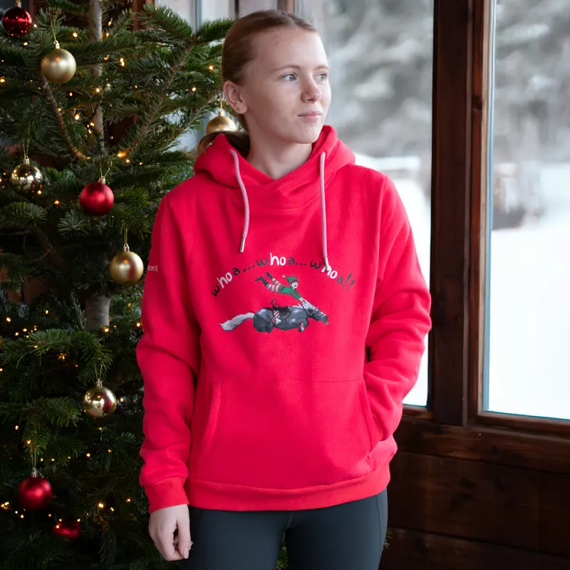 Equetech Whoa Horsey Junior Christmas Hoodie - Red