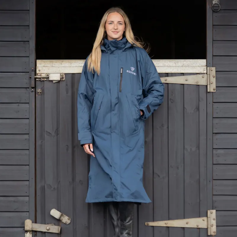 EQUIDRY Evolution Thin Fleece/Removable Hood Jacket - Steel Blue/Steel Blue