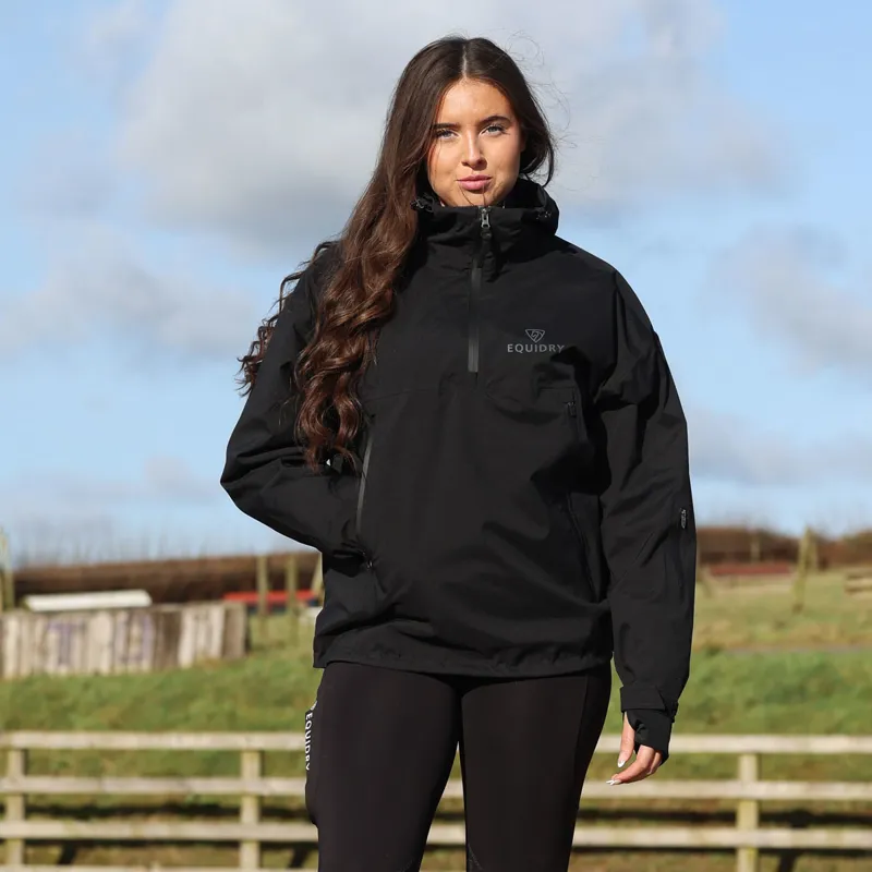 EQUIDRY Storm Smock Waterproof Quarter Zip Adults Jacket - Black