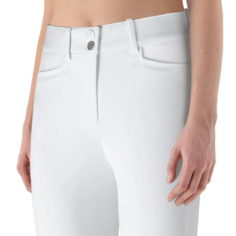 Equiline Eufrekh Knee Grip Womens High Waist Breeches - White-1