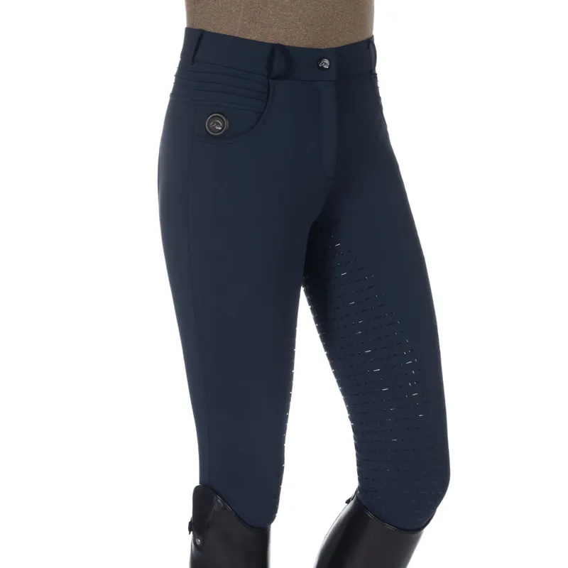 HKM Comfort Full Grip Womens Heated Breeches - Deep Blue