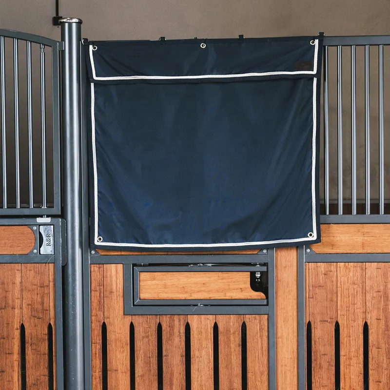 Kentucky Waterproof Short Classic Stable Curtain - Navy/Silver/White