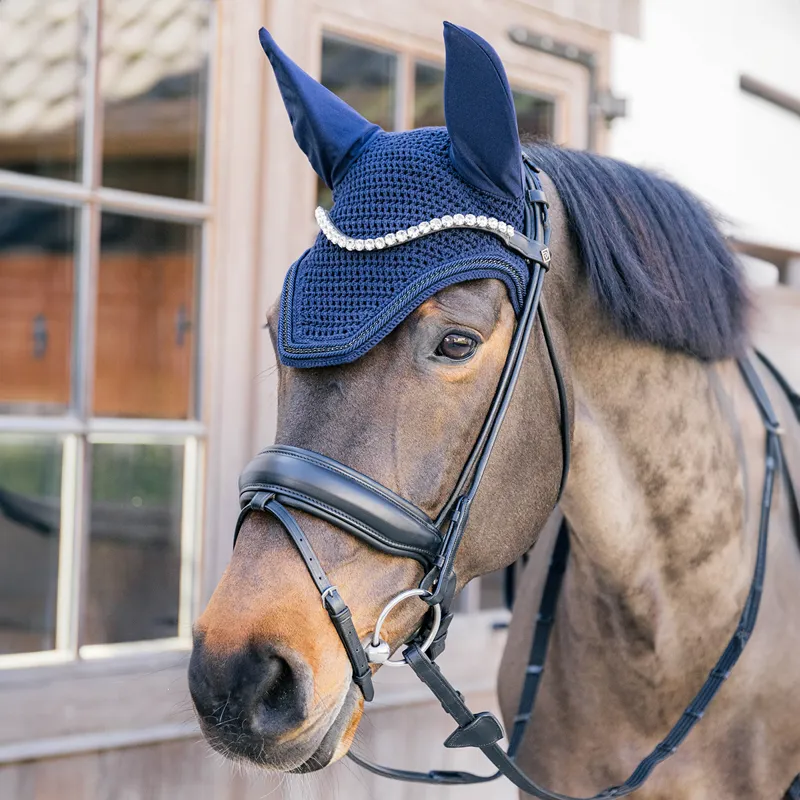 Kentucky Wellington Metal Chain Fly Veil - Navy-1