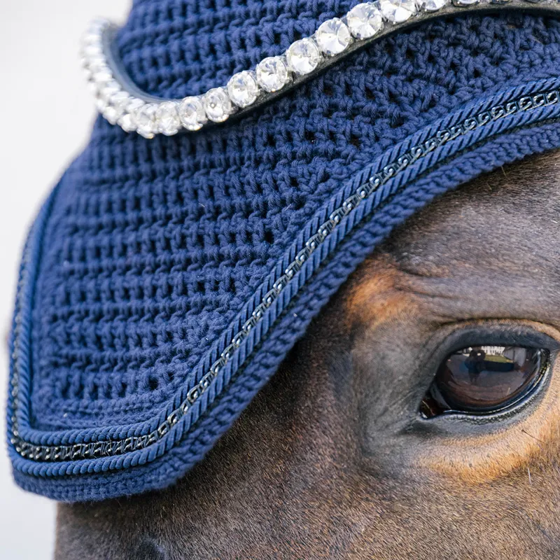 Kentucky Wellington Metal Chain Fly Veil - Navy-4