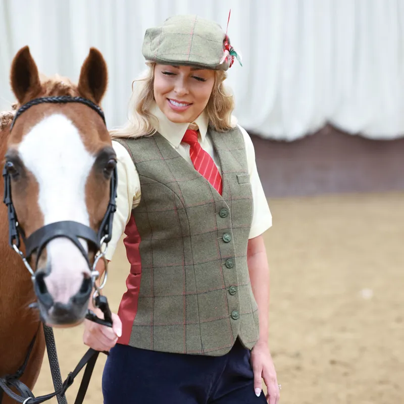 Equetech Launton Deluxe Womens Tweed Competition Waistcoat - Green