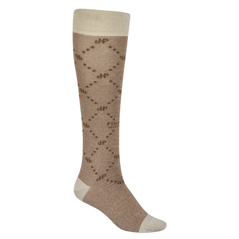 Pikeur Selection 8713 Lurex Womens Tall Riding Socks - Beige/Braun