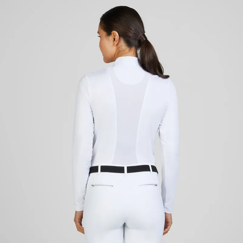 Pikeur Sports 7232 Mesh Ladies Long Sleeve Show Shirt - White-1