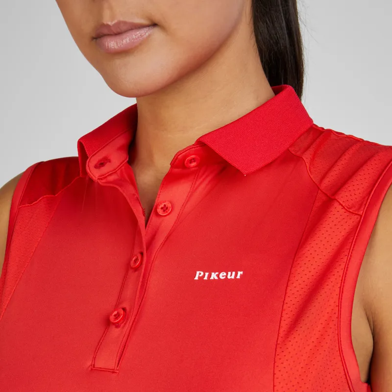 Pikeur Sports 7235 Ladies Sleeveless Polo Shirt - Red Flame-1
