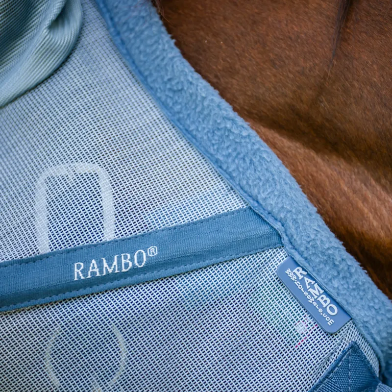 Rambo Plus Fly Mask - Heather Blue/Blue/Silver-2