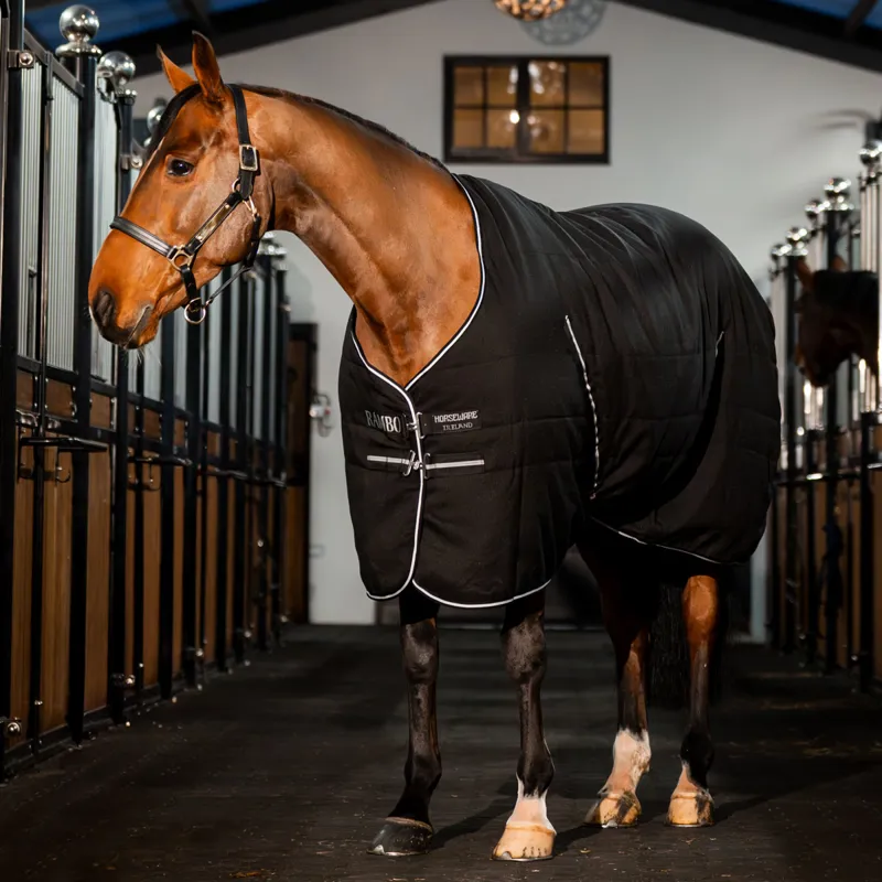 Rambo 100g Light Stable Rug - Black/Titanium Grey/Silver