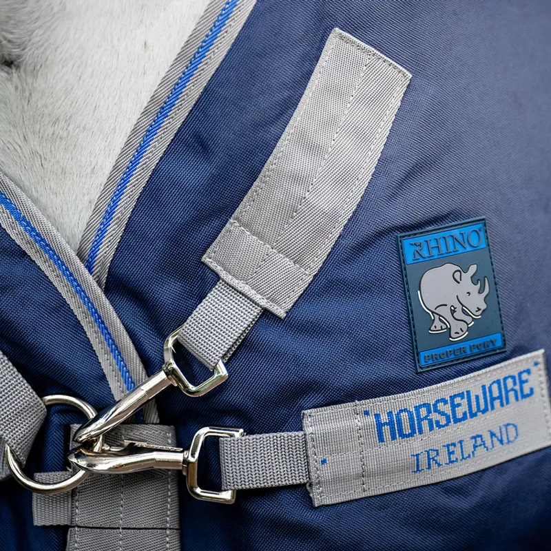 Rhino Pony Plus Lite 0g Turnout Rug - Navy/Titanium/Classic Blue-3