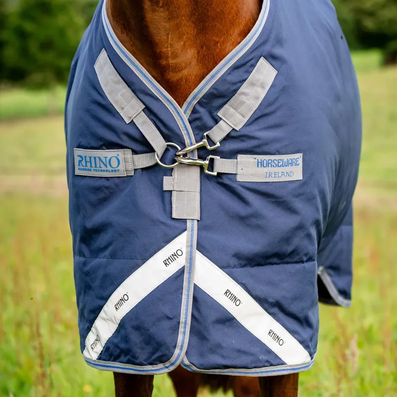 Rhino Plus 100g Turnout Rug - Navy/Titanium/Classic Blue-2