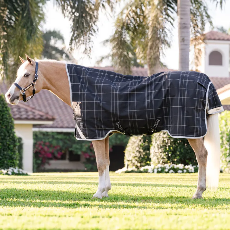 Rhino Pony 100g Wug Turnout Rug - Black/Grey/White Check