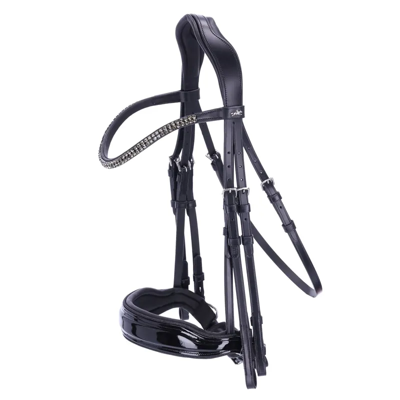 Schockemohle Monticelli Double Bridle - Black/Patent/Silver