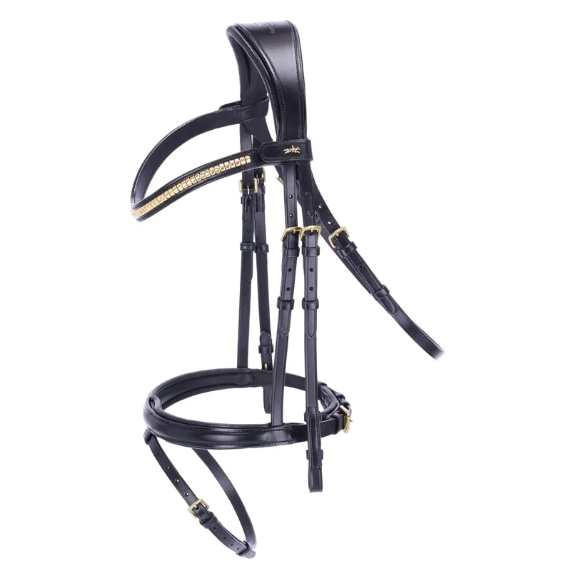 Schockemohle Monza C Removable Flash Bridle - Black/Gold
