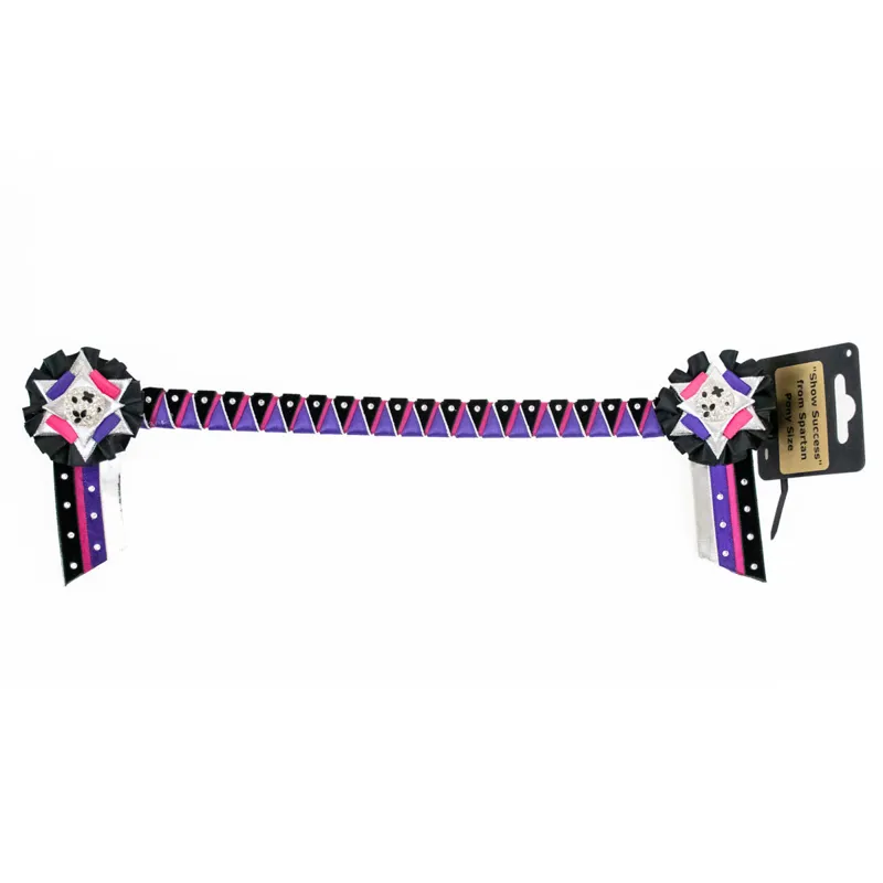 Spartan Show Success Rosette Browband - Black/Purple/Pink - Pony Size