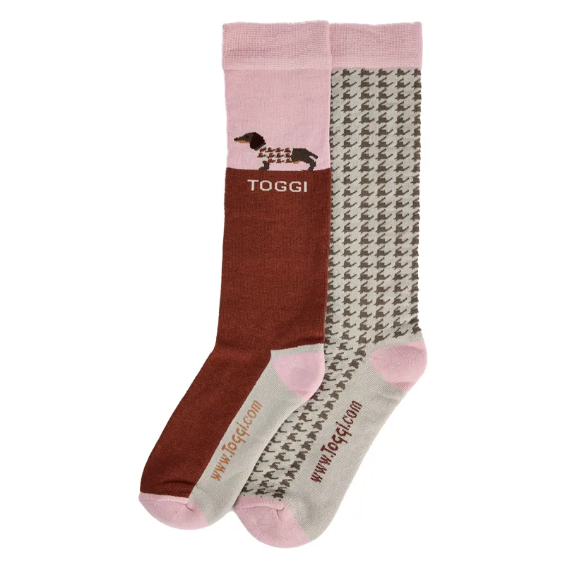Toggi Celestine Womens Tall Riding Socks Twin Pack - Terracotta