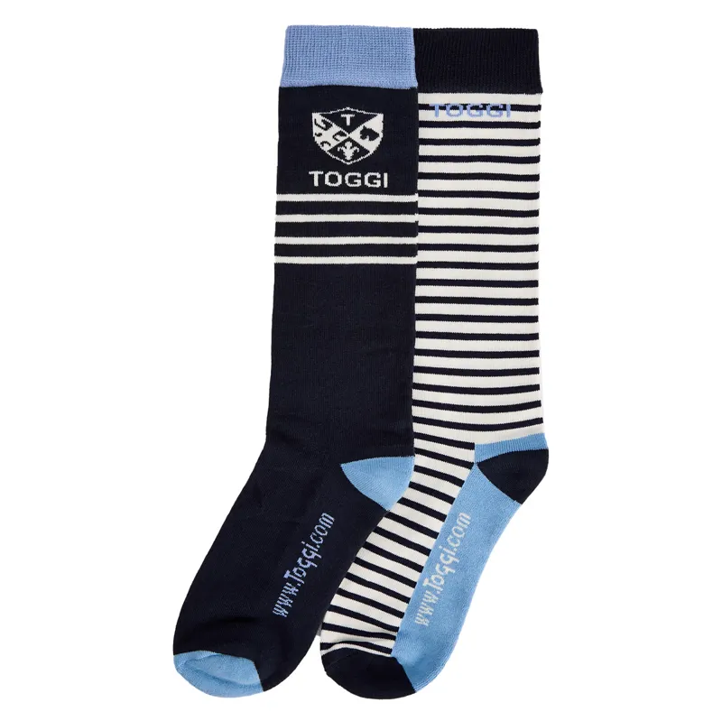 Toggi Eda Womens Tall Riding Socks Twin Pack - Navy/Sky