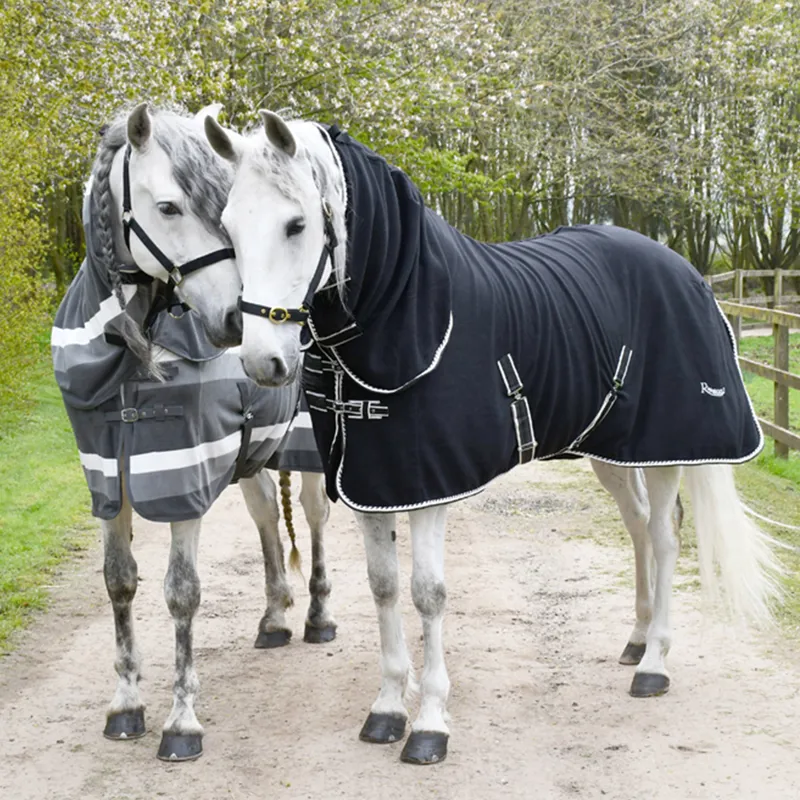 Rhinegold Fixed Neck Fleece Rug - Grey Stripe