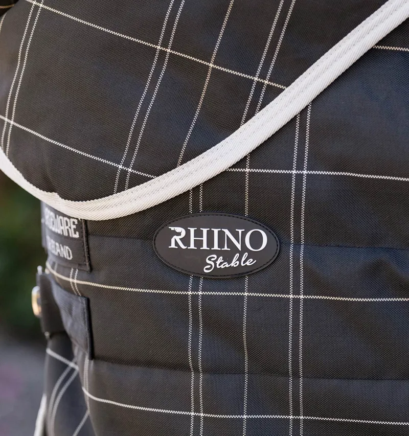Rhino 200g Stable Hood - Black/Grey/White Check and Gray-2