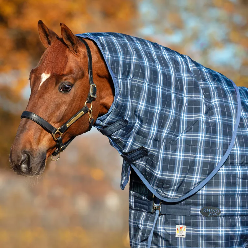 Rhino Original 150g Stable Neck Hood - Navy Check/Indigo