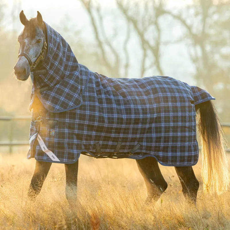 Rhino Plus Lite 0g Turnout Rug - Navy Check/Indigo-1