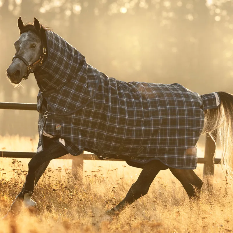 Rhino Plus Lite 0g Turnout Rug - Navy Check/Indigo-2