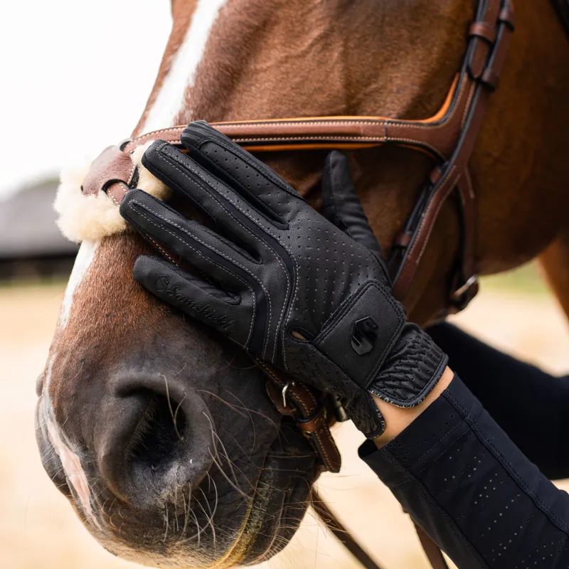 Samshield V-Skin Blazon Riding Gloves - Black/Black Shiny-1