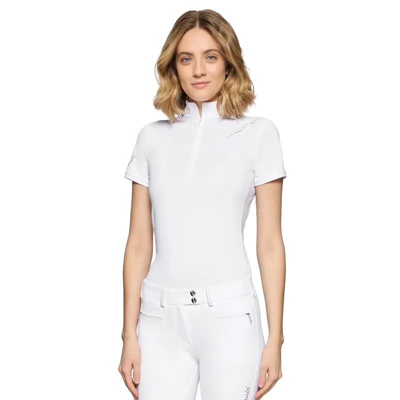 Samshield Lea Ferna Crystal Womens Short Sleeve Show Shirt - White
