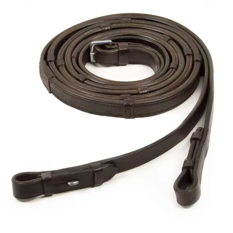 Schockemohle Continental Inside Grip Reins with Billets - Brown/Silver-1